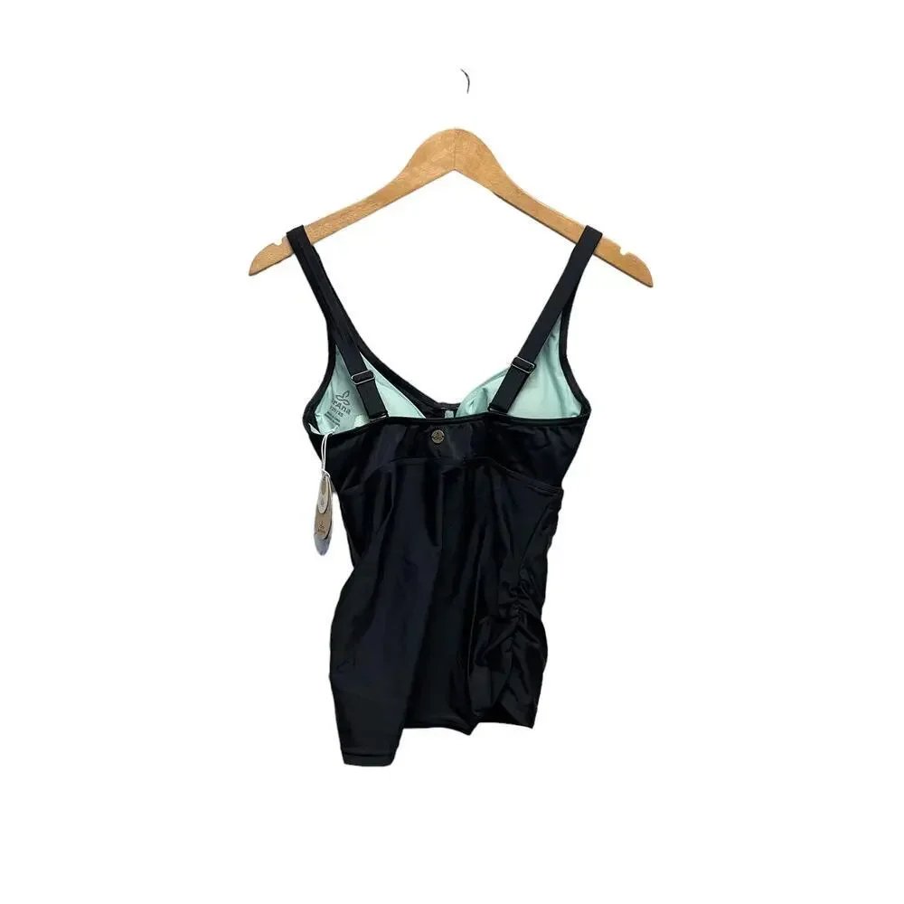 PrAna Aelyn Tankini Scoop Neck Padded Top Black Womens Size 32D/XS NWT‎